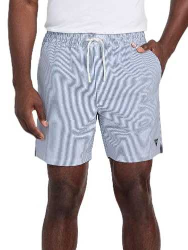 GUESS Striped Seersucker Swim Trunks