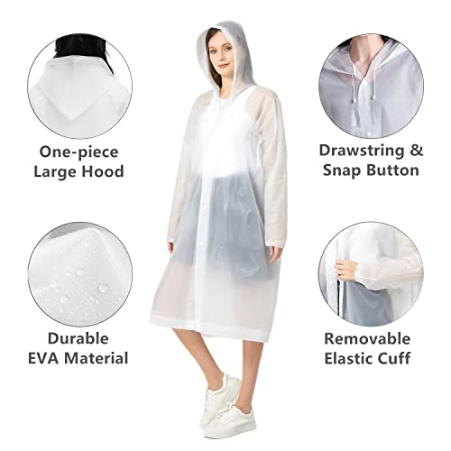 Image of Rain Poncho Raincoats for Adult Reusable - 2-5 Pack EVA Waterproof Rain Coat with Hood, Rain Gear for Men Women