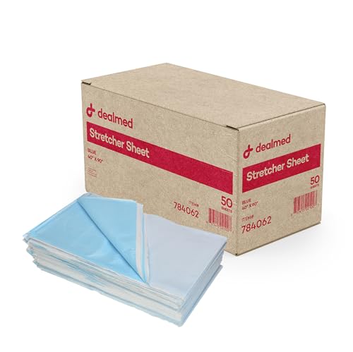 Image of Dealmed Stretcher Sheets - 50 Count of Disposable Stretcher Sheets, Blue, Ideal for Stretchers, Exam Tables, and Other Furniture, 40 inch x 90 inch