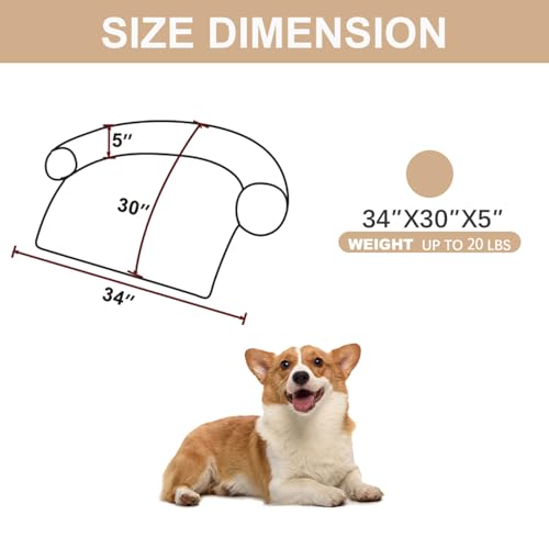 Image of Luxurious Calming Dogs /Cats Bed Mats, Dog Pad Washable Removable Couch Cover, Plush Long Fur Mat for Pets, Waterproof Lining, Perfect for Small, Medium and Large Dogs and Cats (Beige, 34 inchx30 inch)