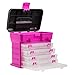 The Original Pink Box Portable Organizer, 4 Compartment, Bonus Lid Storage, Pink