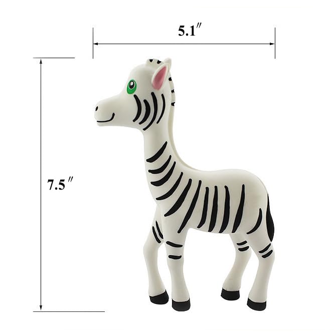 Image of Silicone Zebra Baby Teether Toy for Soothing Sore Gums Baby Chew Toys with Multi-Sensory Textures and Squeaker