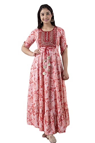 Image of Women Embroidered Anarkali Kurta in Pink