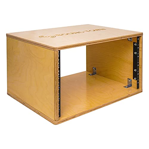 Image of Sound Town DIY 6U Studio Rack with Solid Baltic Birch Plywood, Golden Oak, Assembly Required (SDRK-Y6)