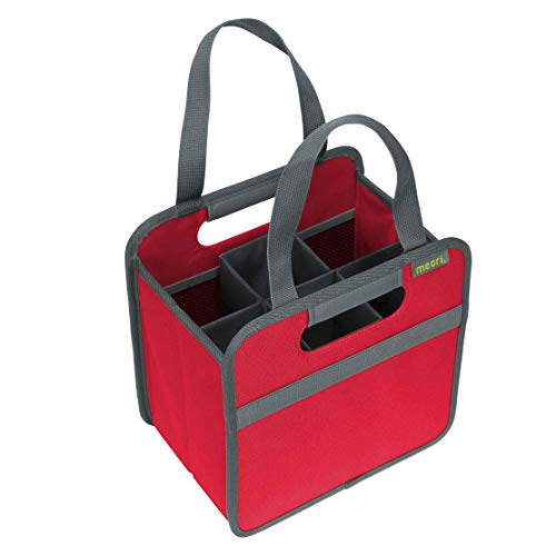 Meori Porte-Bouteilles Pliable pour 6 Bouteilles Hibiscus Rouge Coffre Coffre à Coffre Coffre à Barbecue Pique-Nique Excursion bière Vin Cabas Polyester