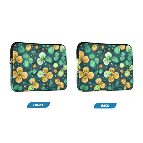 Funda para portátil 13-14 pulgadas con diseño hojas verde dorado miniatura 2