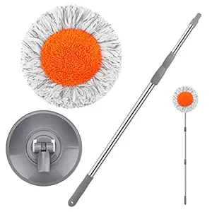 Microfiber Dust Mop with Extension Pole(Stainless Steel) 37 to 77 Inches, Adjustable Wall Cleaning Mop, Extendable Ceiling Mop, Heavy Duty Dust Mop for Walls, Ceilings, Wet & Dry Mopping- Grey