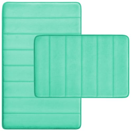 2-Piece Memory Foam Bath Rugs Set – Non-Slip, Teal