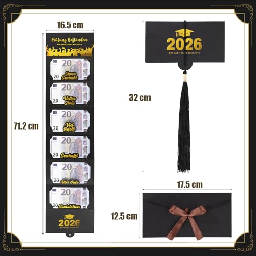 Bestandene Prüfung Geschenk, Abschluss Geldgeschenk Verpackung mit 6 Geldfächern Wir sind stolz auf Dich Geld Karte Geldkarte für Bachelor und Master Geschenkkarte Gutscheinkarte