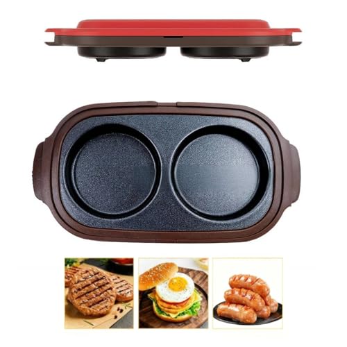 Olla de huevos para microondas, multifunción, de silicona, para microondas, con 2 cavidades y tapa para sándwiches de desayuno, hamburgas, bagel, patata de res, fácil de limpiar y apto para