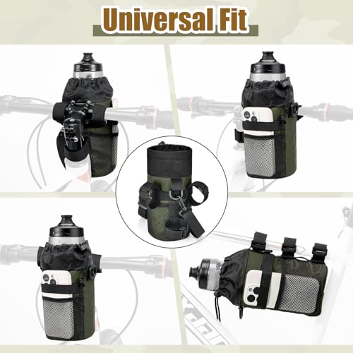 Image of WOTOW Bike Water Bottle Holder- Insulated Bicycle Cup Holder with Shoulder Strap, Bike Drink Holder with Phone Storage for Adult Kids, Handlebar Cycling Water Bottle Cage for Mountain Touring (Large)