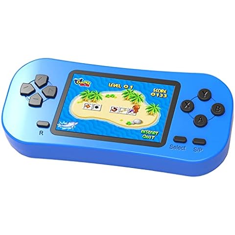 Beijue Retro Handheld Games for Kids Built in 218 Classic Old Style Electronic Game 2.5'' Screen 3.5MM Earphone Jack USB Rechargeable Portable Video Player Children Travel Holiday Entertain (Blue) Cover