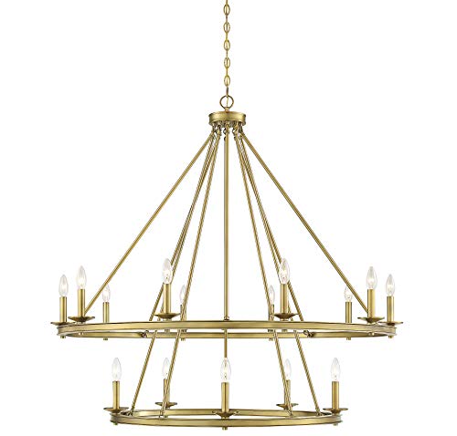 Savoy House 1-312-15-322 Middleton 15-Light Warm Brass Modern Farmhouse Industrial Circular Ring Shaped Chandelier (45" W X 42" H) #TOP2
