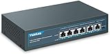 YuanLey 4 Port PoE Switch, 2 Port Uplink, 78W 802.3af/at, Unmanaged Metal Plug and Play