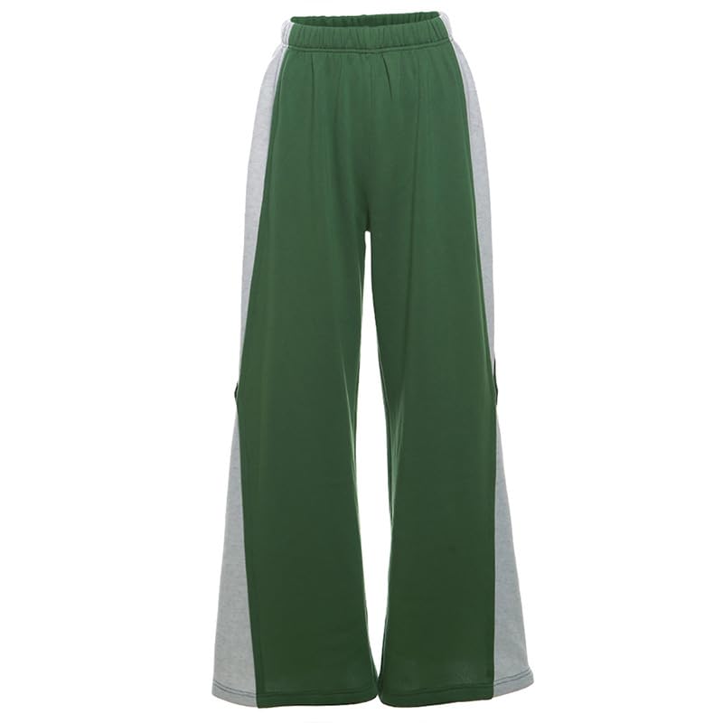 Women's Green Modern Wide Leg Flare Y2K Sweatpants4