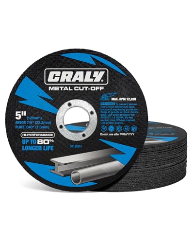 Image of CRALY 125mm Cut-Off Wheels for Cutting Metal & Stainless Steel, Professional Grade Ultra Thin Metal Cutting Disc for Angle Grinder & Die Grinder, 22.23mm Arbor, 25-Pack(E30112501-25)