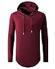 AIYINO Men's S-5X Long Sleeve Fashion Athletic Hoodies Workout Sweatshirt Hip Hop Pullover Hooded (5XL Wine Red) #2