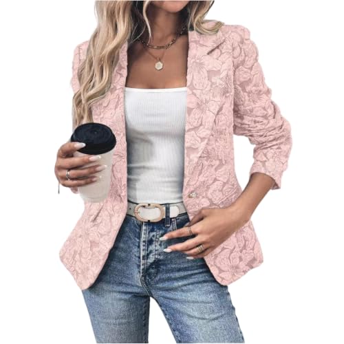 YLIKEA Women's Dressy Lapel Collar Vintage Floral Embroidered Blazers