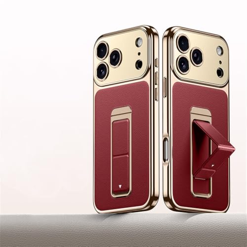 Étui en cuir et alliage haut de gamme rouge pour iPhone 15 et 17 Pro Max