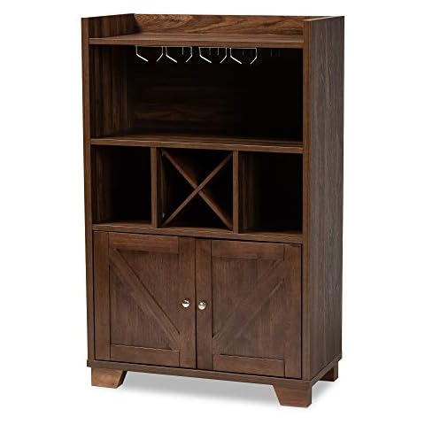 Baxton Studio Wine Cabinets, Walnut Cover