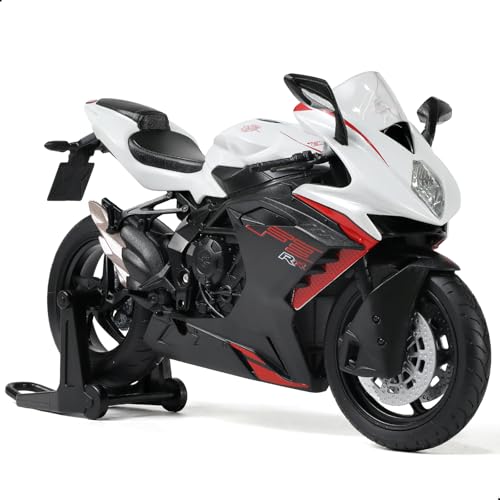 Risopen Regali per Vacanze Estive 1/12 Giocattolo Motociclistico Compatibile per MV Agusta F3 RR Classico Modello di Moto Italiano per Bambini e Adulti(bianco)