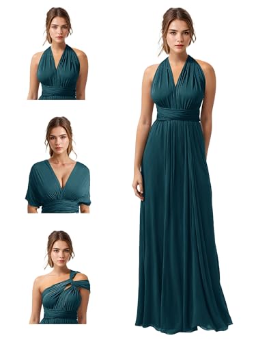 Image of JAEDEN Bridesmaid Dresses Multiway Convertible - Long Bridesmaid Dresses Chiffon Pleat 2026