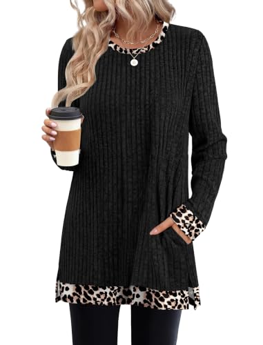 Image of Sampeel Long Sleeve Shirts for Women Tunic Sweaters Fall Fashion Outfits | Sweaters for Women, Early Fall Fashion Must Haves 2026, Long Tunic Tops, Vacation Outfits, Autumn, Plus Size Blouses