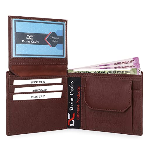 Image of Dezire Crafts Men Formal, Casual Black Artificial Leather Wallet (6 Card Slots) (Brown)