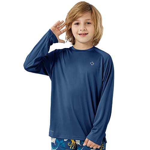 NAVISKIN Boy's UPF 50+ Long Sleeve Shirts Rash Guard Swim Shirts Youth Lightweight Quick Dry Hiking Shirts3