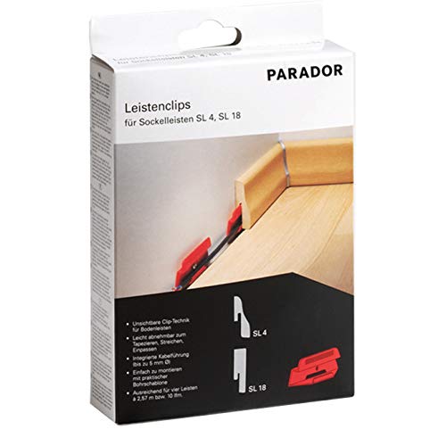 Parador Leistenclipse rot aus Kunststoff - Befestigungsclips zur Montage von Bodenleisten vom Typ SL 4/5/18 - Set mit 24 Stück