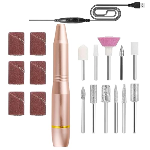 Taladro de uñas portátil eléctrico y juego de manicura recargable de 3 velocidades