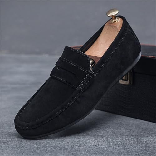 Mens Moccasins Shoe Suede Vamp Casual Uniform Round Toe Solid Color Low Top Outdoor Slip-on3
