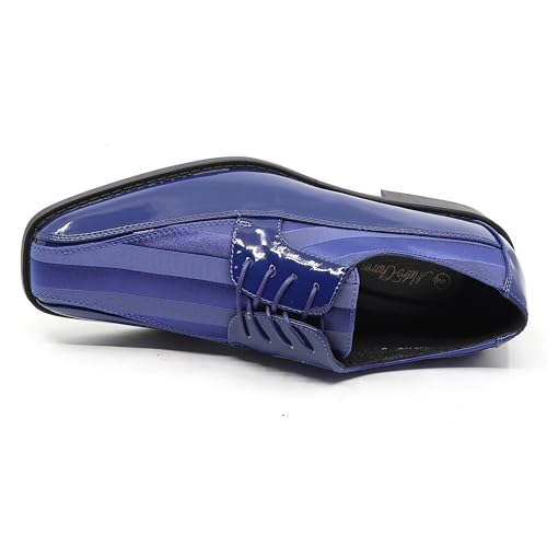 Image of Men's Oxford Lace up Striped Satin Patent Tuxedo Dress Shoes MC-179