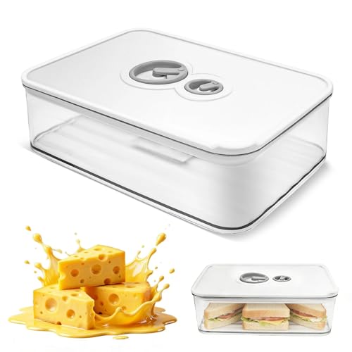 Ufdeoton Käsedose Kühlschrank mit Deckel 1250ML Käsebox Kühlschrank mit Timer KühlschrankBoxen Stapelbar Kühlgeeignet für Käse Aufbewahrung Wurst und Schinken