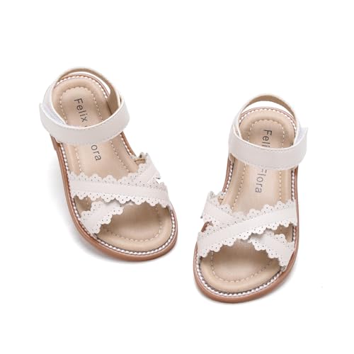 Image of Felix & Flora Toddler Girl Sandals - Little Girl Easter Dress Shoes Lightweight Open Toe Beach Holiday Flats