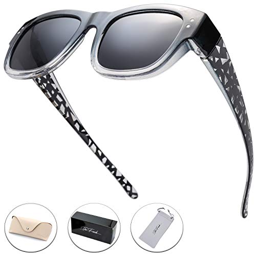 Image of The Fresh High Definition Polarized Wrap Around Shield Sunglasses for Glasses - Leather Eyeglasses Case
