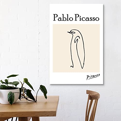 Walldeer Art Pablo Picasso Penguin Poster Canvas Wall Art Abstract Line Drawing Artwork Prints Picture For Living Room Unframe (16X24Inch, Penguin) #TOP2