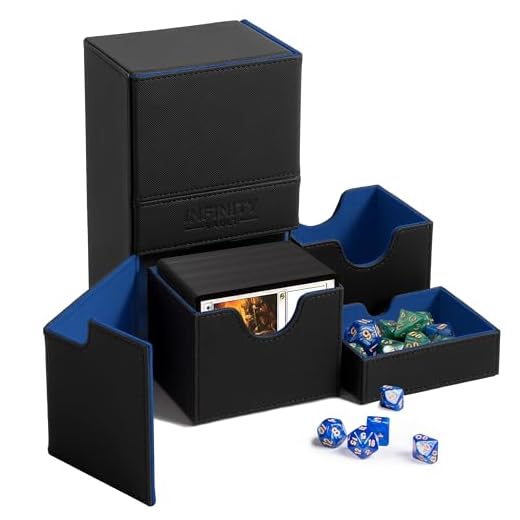 Sideloader 200 - Premium Commander Deck Box - Holds 200+ Double Sleeved Cards - MTG Deck Box - TCG Deck Box with Dice Tray for all Trading Card Games - Pokemon Deck Box MTG Commander Deck Box (Blue Interior)