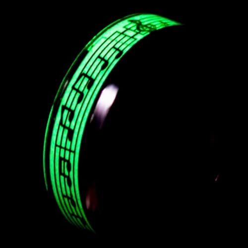 TOMYEUS Bague lumineuse plaquée or foncé avec incrustation de fond vert pour homme - 7 bagues de musique Cover