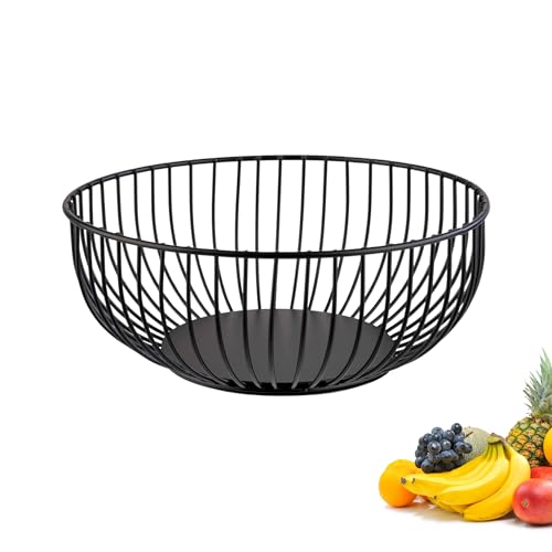 Westmark Cesta de alambre Lumos Small, Elegante frutero y panera, Cesta decorativa de metal para frutas, verduras, pan y bollos, Negro, 20 cm