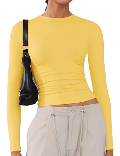 Women's Soft Long Sleeve Shirts Crew Neck Tops Basic Tees