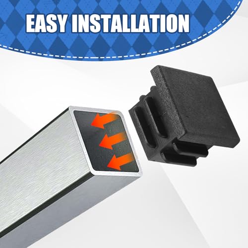 Image of Litoexpe 32 Pack 3 /4 Inch Square Plastic Plug, Black Tubing End Caps Plugs Insert End Caps for Square Tube and Furniture Legs