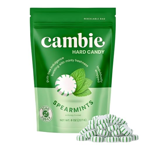 Image of Cambie Sugar Free Hard Candy, 8 ounces of Sugar Free Candy Individually Wrapped, Spearmint