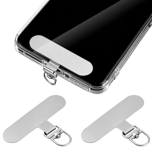 Ajcotahm 2 Pcs 360Â° Rotatable Phone Tether Tab, Silver Stainless Steel Cell Phone Lanyard Tab Metal Mobile Phones Strap Patch Replacement Part