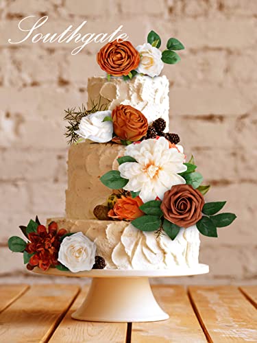 Southgate Fall Roses Artificial Flowers Combo Box Set Orange White Fake Flowers Diy Wedding Bouquets Centerpieces Arrangements For Decoration #TOP4