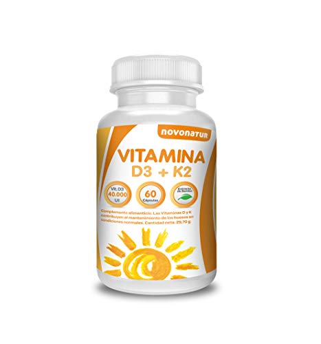 Novonatur Vitamine D 3 en K2, 60 multivitaminecapsules verrijkt met bamboe-extract, concentratie van 4.000 ui in een enkele capsule om botonderhoud te bevorderen