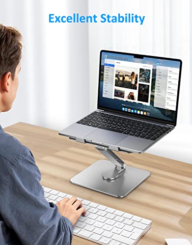 Gladgogo Laptop Ständer, Verstellbarer Ergonomischer Notebook Ständer, Belüfteter Aluminium-Notebookhalter für Schreibtisch Kompatibel mit Allen Laptops 10-17" (Silber) – Bild 7