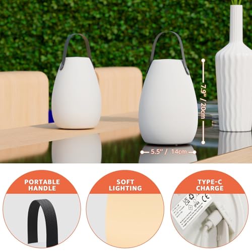 Image of uuffoo 2 Pack Rechargeable Portable Table Lamp, Cordless RGB Lantern, Decorative LED Night Light, IP44 Waterproof Indoor Outdoor Lamp for Bedroom Patio Garden Wedding Party