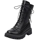 Cocey Bottes à plateforme tendance pour femme avec chaîne en métal et ornement, Noir , 40 EU