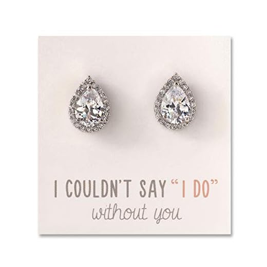 A+O Wedding Bridesmaid Jewelry Gift - Pear Teardrop Stud Earrings in Silver